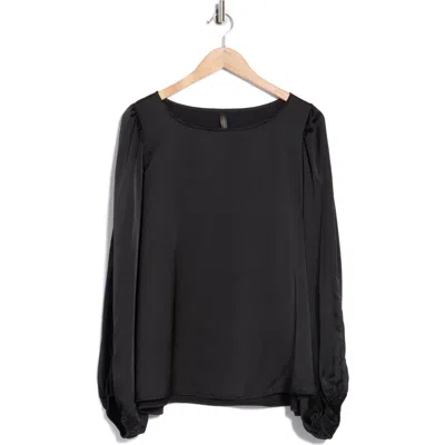 Renee C Cutout Long Sleeve Satin Top In Black