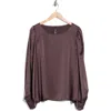 Renee C Cutout Long Sleeve Satin Top In Brown