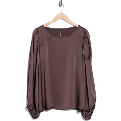 Renee C Cutout Long Sleeve Satin Top In Brown