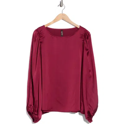 Renee C Cutout Long Sleeve Satin Top In Burgundy