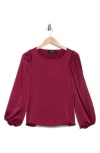 Renee C Cutout Long Sleeve Satin Top In Burgundy