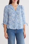Renee C Ditsy Puff Sleeve Blouse In Blue