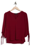 Renee C Ditsy Puff Sleeve Blouse In Red
