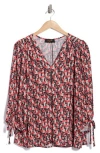 Renee C Dot Print Balloon Sleeve Top In Red