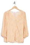 Renee C Dot Print Balloon Sleeve Top In Yellow