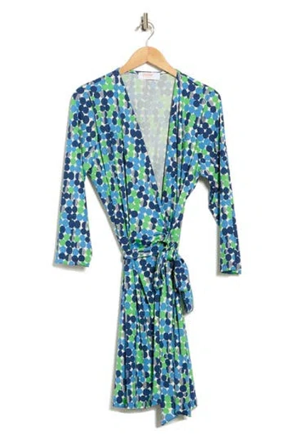 Renee C Dot Print Long Sleeve Wrap Dress In Blue