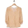 Renee C Dot V-neck Three-quarter Sleeve Top In Yellow