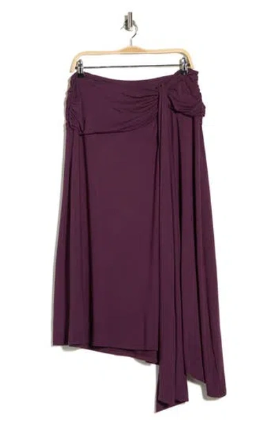 Renee C Draped Asymmetric Stretch Modal Midi Skirt In Purple