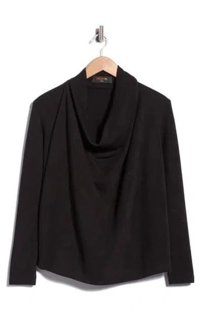 Renee C Draped Cowl Neck Sweater In Black