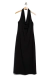 Renee C Draped Halter Neck Maxi Dress In Black