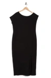 Renee C Drop Shoulder Knit Shift Dress In Black