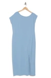Renee C Drop Shoulder Knit Shift Dress In Blue