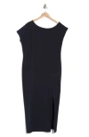 Renee C Drop Shoulder Knit Shift Dress In Navy