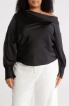 Renee C Drop Shoulder Satin Top