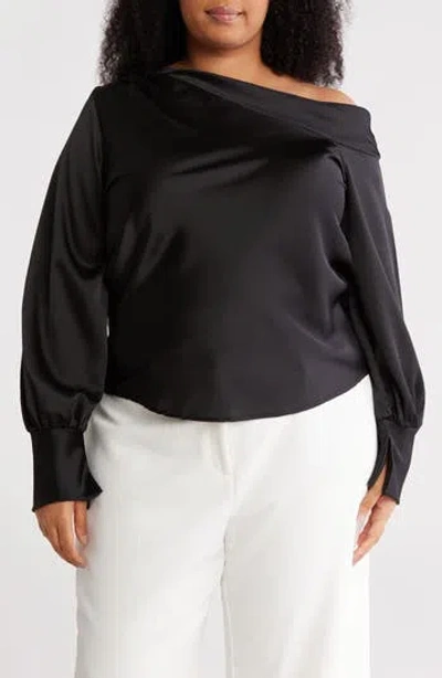 Renee C Drop Shoulder Satin Top