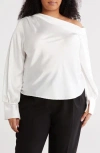 Renee C Drop Shoulder Satin Top