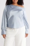 Renee C Drop Shoulder Satin Top