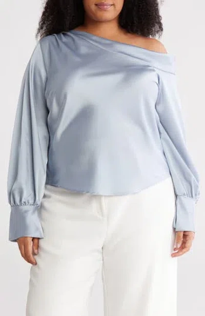 Renee C Drop Shoulder Satin Top