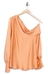 Renee C Drop Shoulder Satin Top In Orange