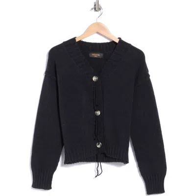 Renee C Exposed Seam V-neck Cardigan In Black