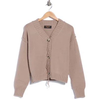 Renee C Exposed Seam V-neck Cardigan In Taupe