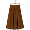 Renee C Faux Suede Flare Skirt In Brown