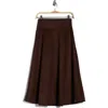 Renee C Faux Suede Flare Skirt In Brown