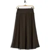 Renee C Faux Suede Flare Skirt In Green