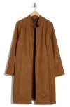 Renee C Faux Suede Longline Coat In Brown
