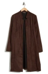 Renee C Faux Suede Longline Coat In Brown