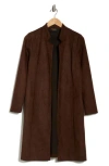 Renee C Faux Suede Longline Coat In Brown