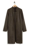 Renee C Faux Suede Longline Coat In Green