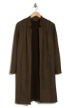 Renee C Faux Suede Longline Coat In Green