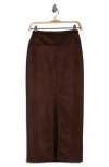 Renee C Faux Suede Midi Skirt In Brown