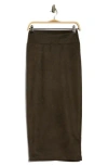 Renee C Faux Suede Midi Skirt In Brown