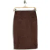 Renee C Faux Suede Pencil Skirt In Brown