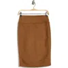 Renee C Faux Suede Pencil Skirt In Brown