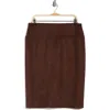 Renee C Faux Suede Pencil Skirt In Brown