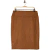 Renee C Faux Suede Pencil Skirt In Brown