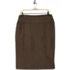 Renee C Faux Suede Pencil Skirt In Green