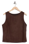 Renee C Faux Suede Sleeveless Top In Animal Print