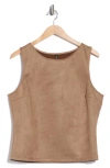Renee C Faux Suede Sleeveless Top In Brown