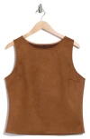 Renee C Faux Suede Sleeveless Top In Brown