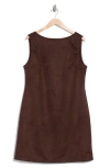 Renee C Faux Suede Shift Dress In Brown