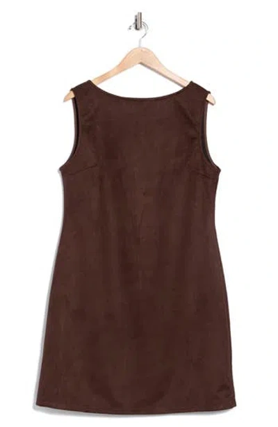 Renee C Faux Suede Shift Dress In Brown