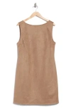 Renee C Faux Suede Shift Dress In Brown