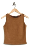 Renee C Faux Suede Sleeveless Top In Brown