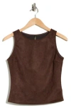 Renee C Faux Suede Sleeveless Top In Brown