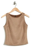 Renee C Faux Suede Sleeveless Top In Brown