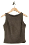 Renee C Faux Suede Sleeveless Top In Green